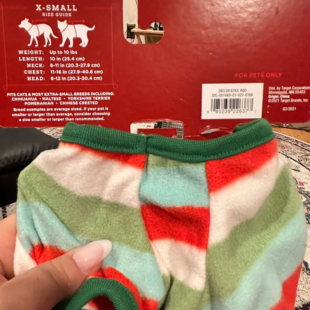 PET PAJAMAS FLEECE Wondershop Striped Dog Cat Pajama XS